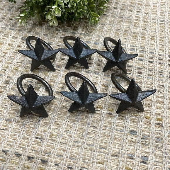 Set of 6 Rustic Metal Hand Forged Stars Napkin Rings - Picture 10 of 10